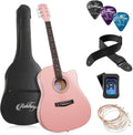 41-in Pink Cutaway Acoustic Guitar Package for Beginners - Full Size