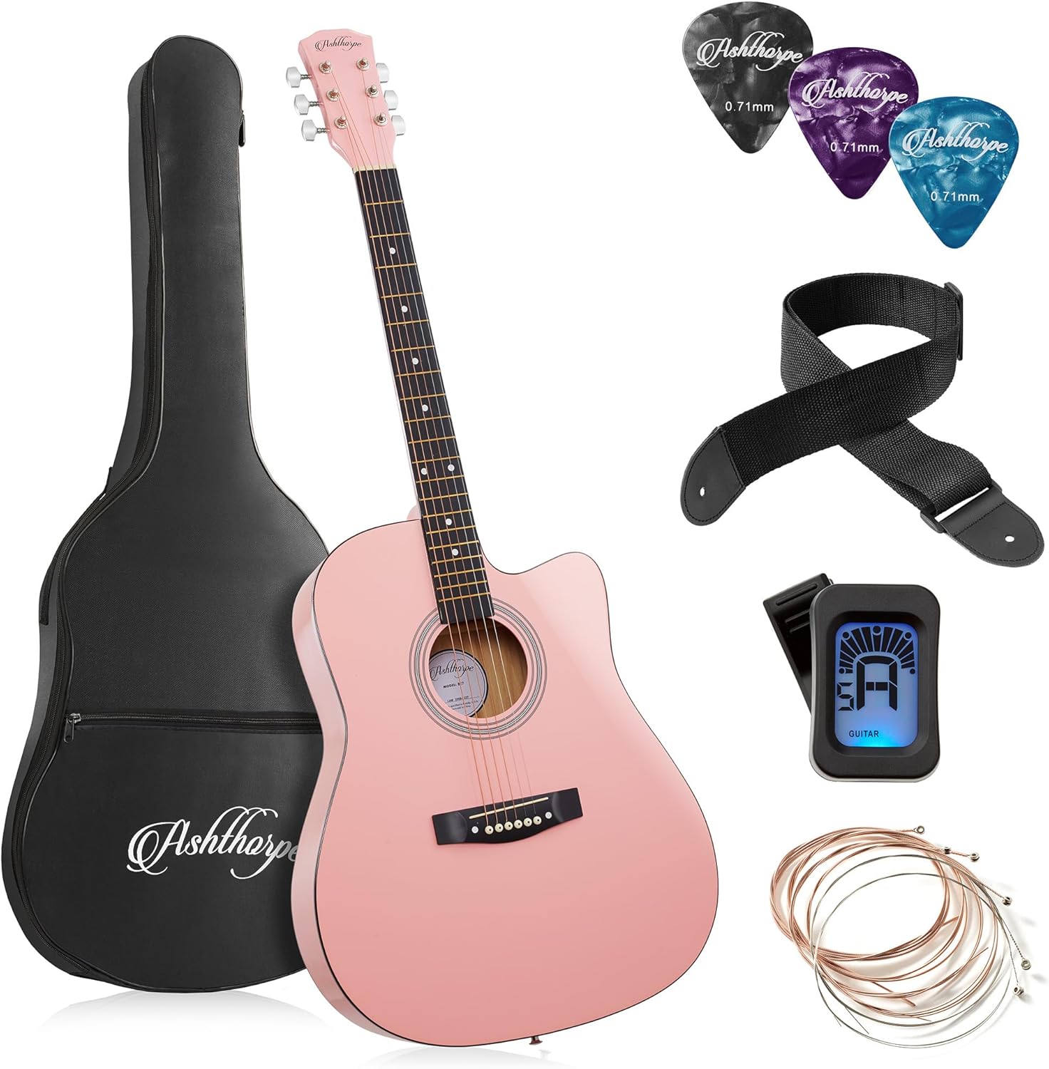 41-inch Beginner Cutaway Acoustic Guitar Package for Starters