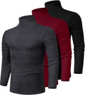 Men's Turtleneck 3-Pack Cotton Stretch Mock Neck Shirts - Slim Fit