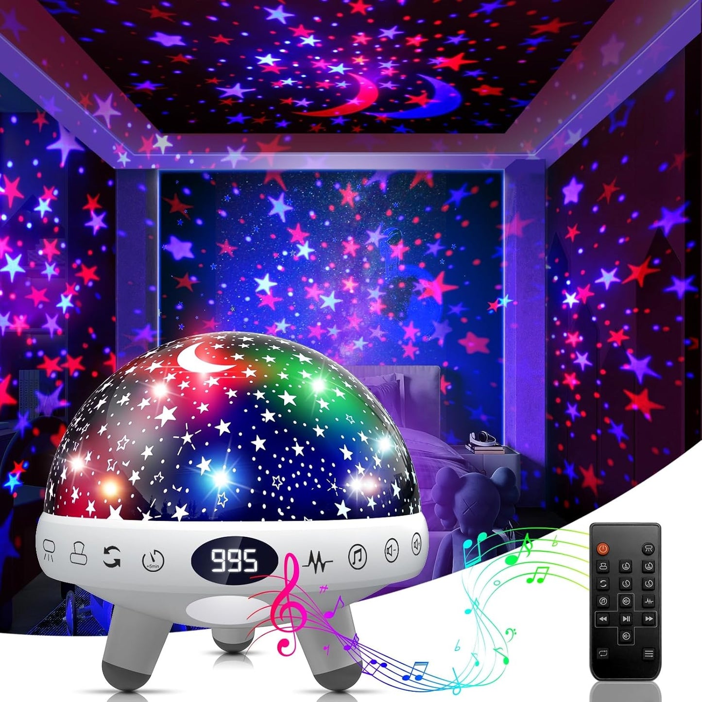 YACHANCE Kids Sound Machine with Night Light Projector for Sleep
