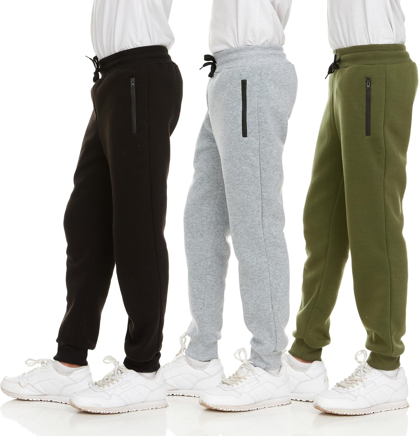 Boys Sweatpants Fleece Athletic Joggers with Zipper Pocket