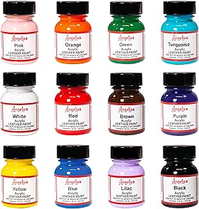 Angelus Leather Paint Starter Kit with 12 Colors for Crafting