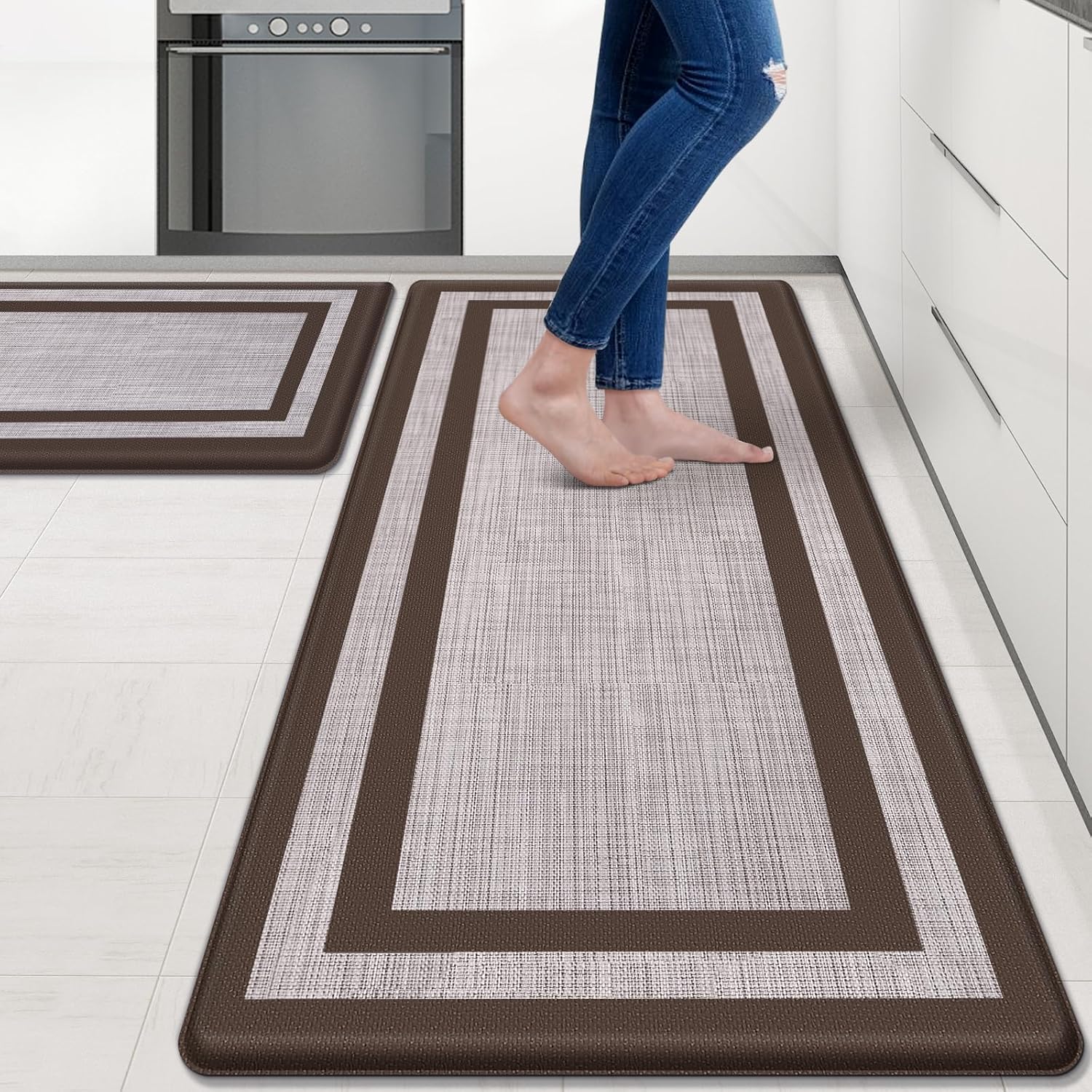 Mattitude Kitchen Mats Set of 2 Cushioned Non-Skid Waterproof Rugs