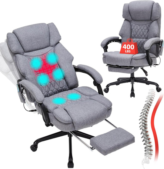 Executive Massage Office Chair with Heat & Foot Rest - HESL