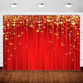 Red Carpet Curtain Hollywood Christmas Backdrop 10x7ft - Vibrant Red
