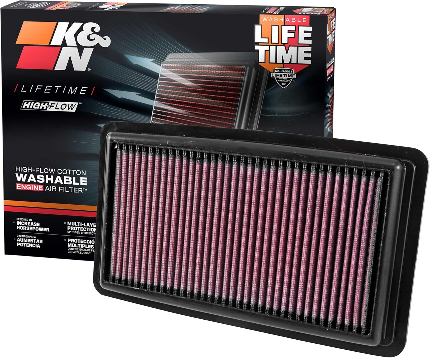 K&N High-Flow Engine Air Filter for Acura and Honda Vehicles