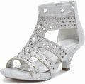 Dufannie Toddler Little Big Kid High Heels - Glitter Flower Party