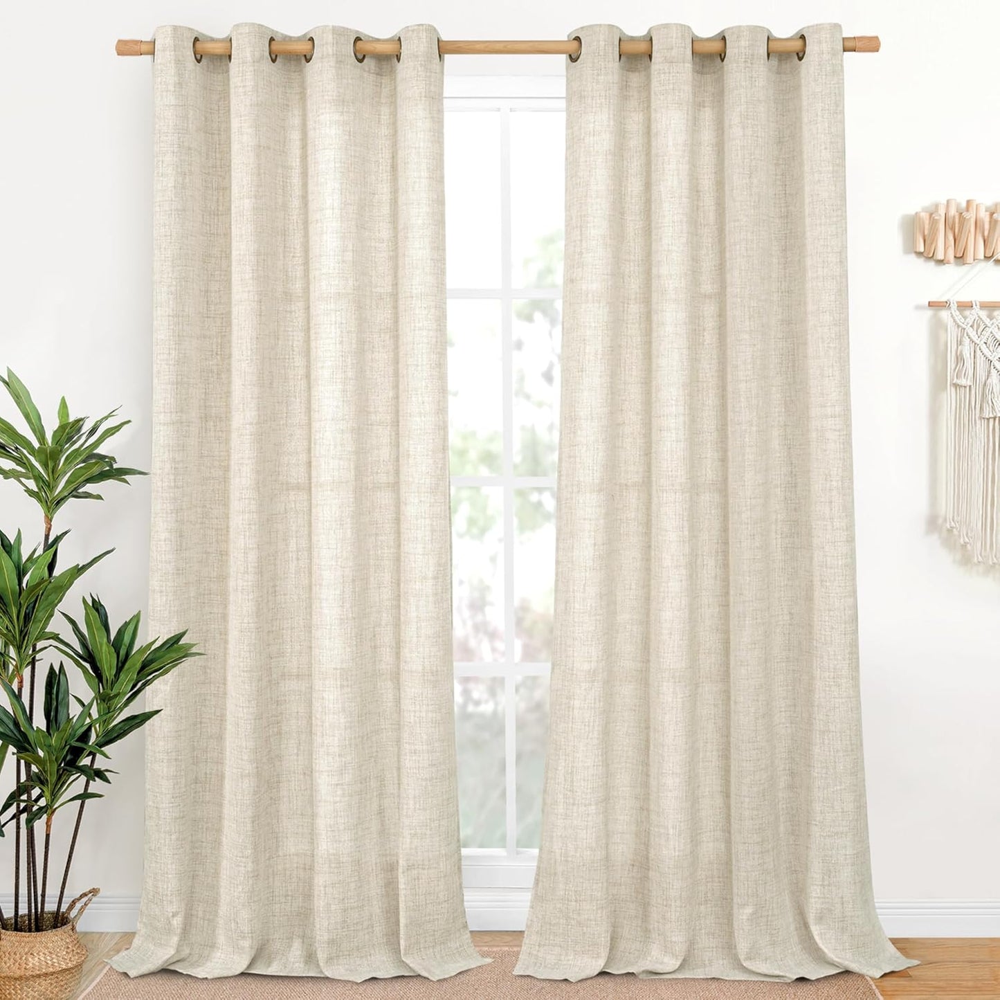 YoungsTex Linen Curtains 102 Inch Length for Cozy Living Spaces