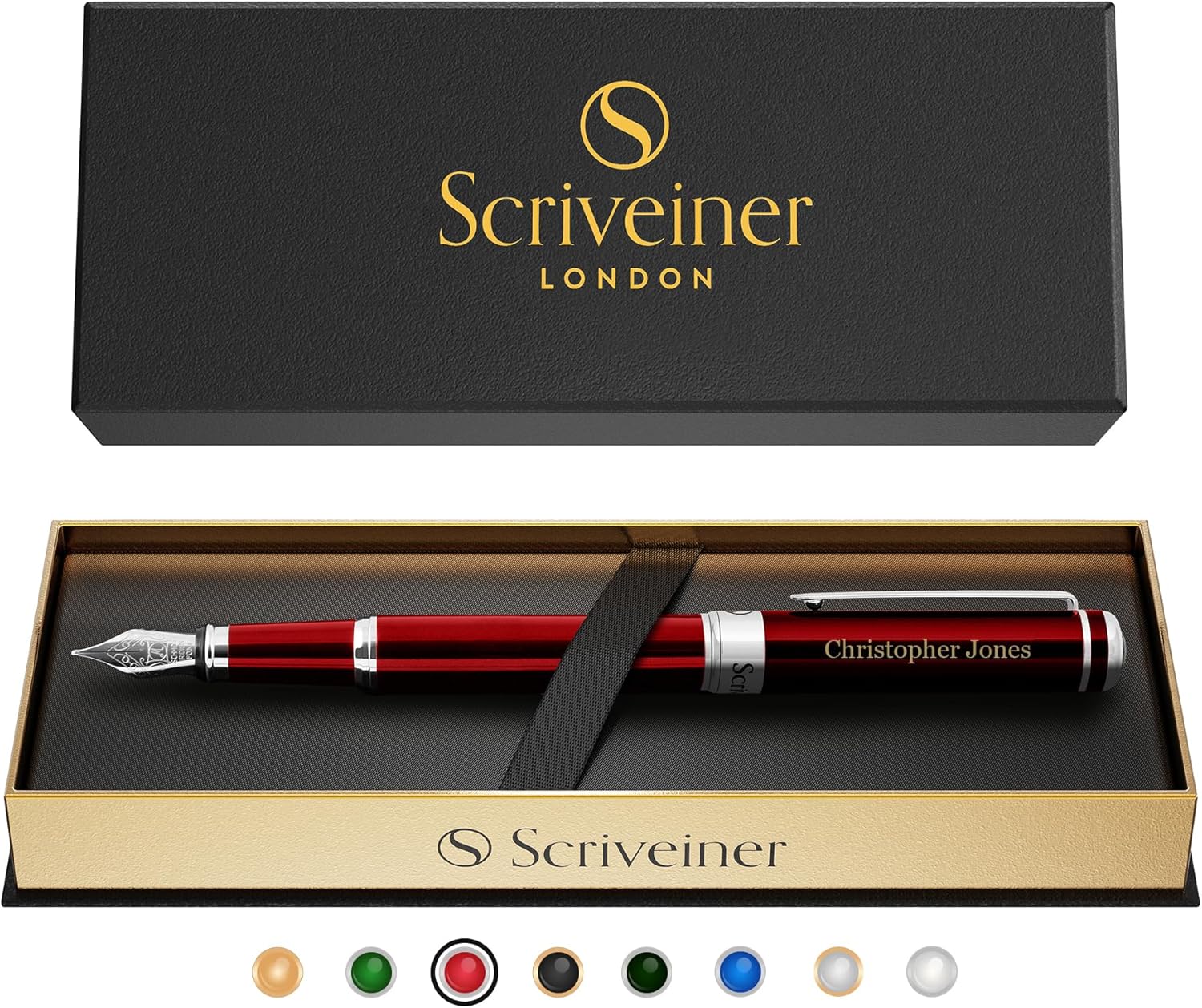 Scriveiner Personalized Deep Crimson Red Pen for Luxury Writing