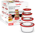 Glass Food Storage Containers with Glass Lids 4 Pack - Airtight Meal