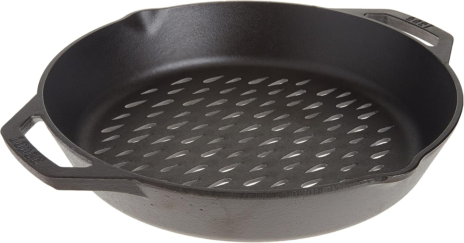 Lodge Pre-Seasoned Cast Iron Grilling Pan for Perfect Cooking