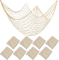 8 Pieces Natural Fish Net Decoration 80in x 40in - Beach Party Decor
