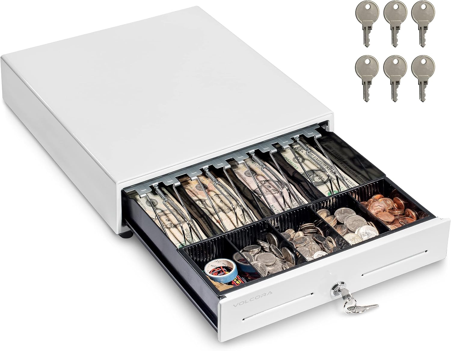 Volcora 13 Cash Register Drawer for POS System with 4 Bill Slots