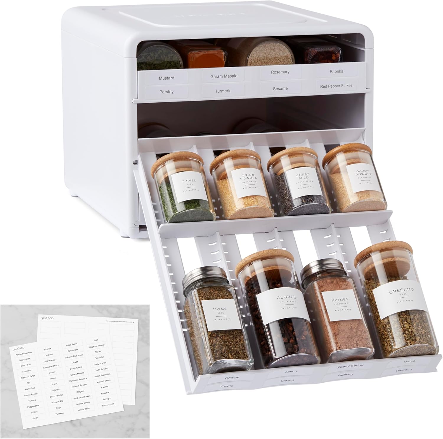 YouCopia SpiceStack Adjustable Spice Rack Organizer for Kitchen