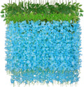Blue Wisteria Hanging Flowers 36pcs 3.6ft Strips - Lifelike Backdrop