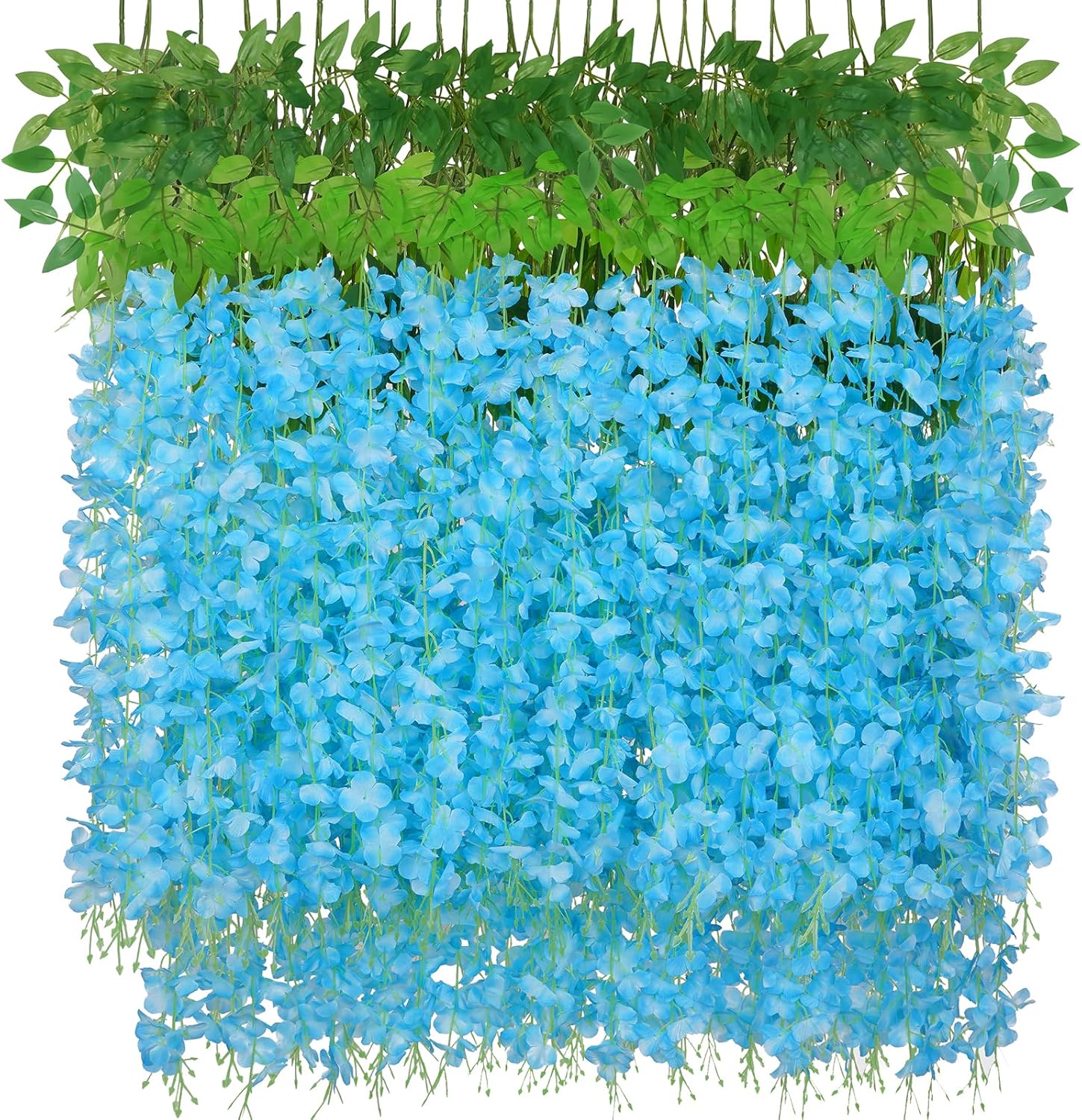 36Pcs Blue Fake Wisteria Hanging Flowers for Stunning Decor