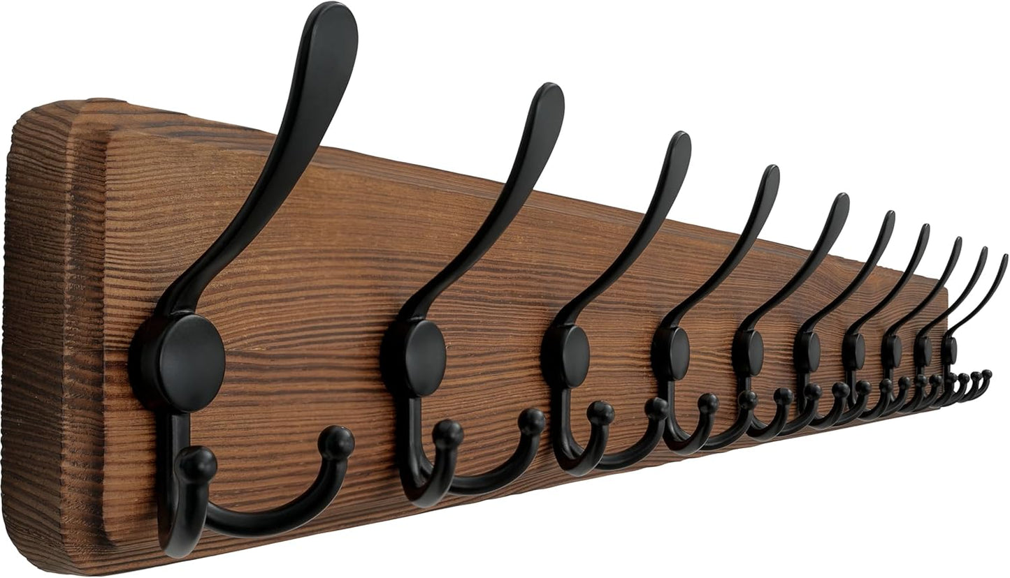Dseap Wall Mounted Coat Rack with 10 Tri Hooks for Heavy Duty Use