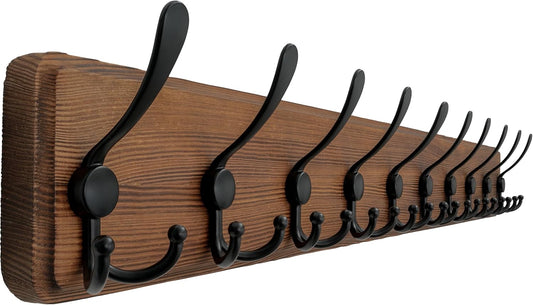 Dseap Wall Mounted Coat Rack with 10 Tri Hooks for Heavy Duty Use