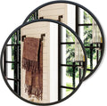 Round Bathroom Mirror 28 in Black Frame - Clear HD Glass