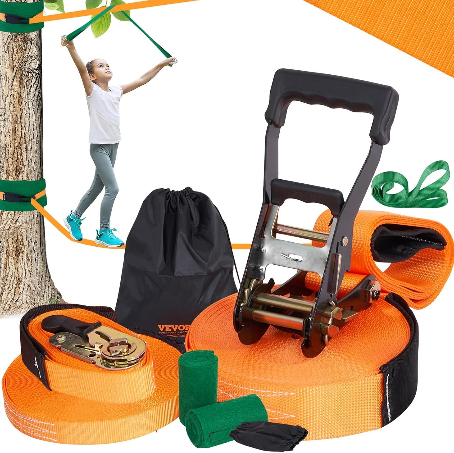 VEVOR Slackline Kit for Kids and Adults - 60 ft Complete Set