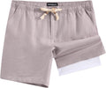 mens casual linen shorts 5/7 in elastic waist drawstring - breathable