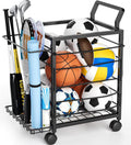 Sports Equipment Organizer Rolling Ball Storage Cart - Instant Access