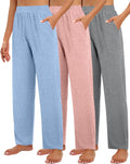 Women's Wide Leg Lounge Pants 3-Pack - Soft Flowing Sweatpants