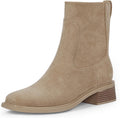 Womens Ankle Boots Low Heel Square Toe Chunky Short Booties