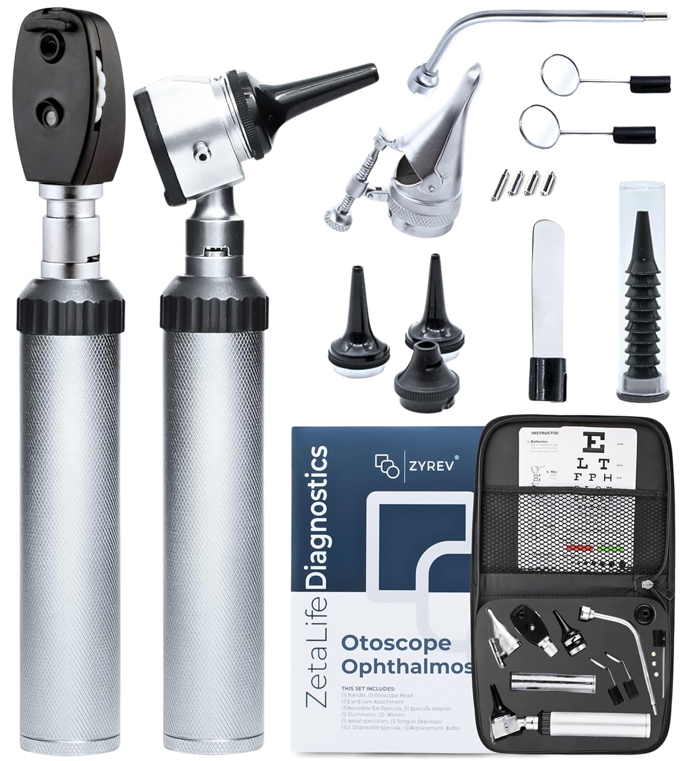 Zyrev Otoscope Oph Diagnostic Set - 34 Piece Medical Kit