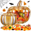 Tessco 70oz Glass Pumpkin Candy Jar Set for Halloween Decor