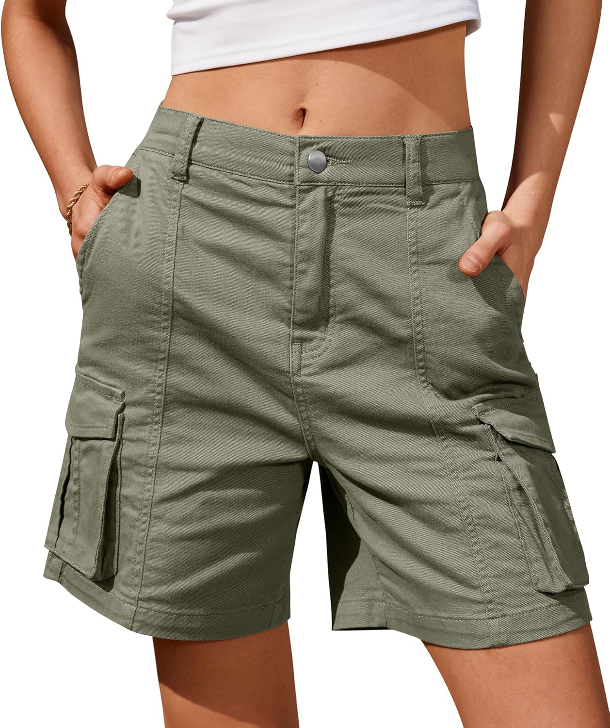 IVIR Bermuda Shorts for Women with 6 Pockets for Summer Style