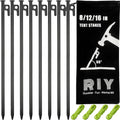 8 Pack Unbreakable Steel Tent Pegs for Camping