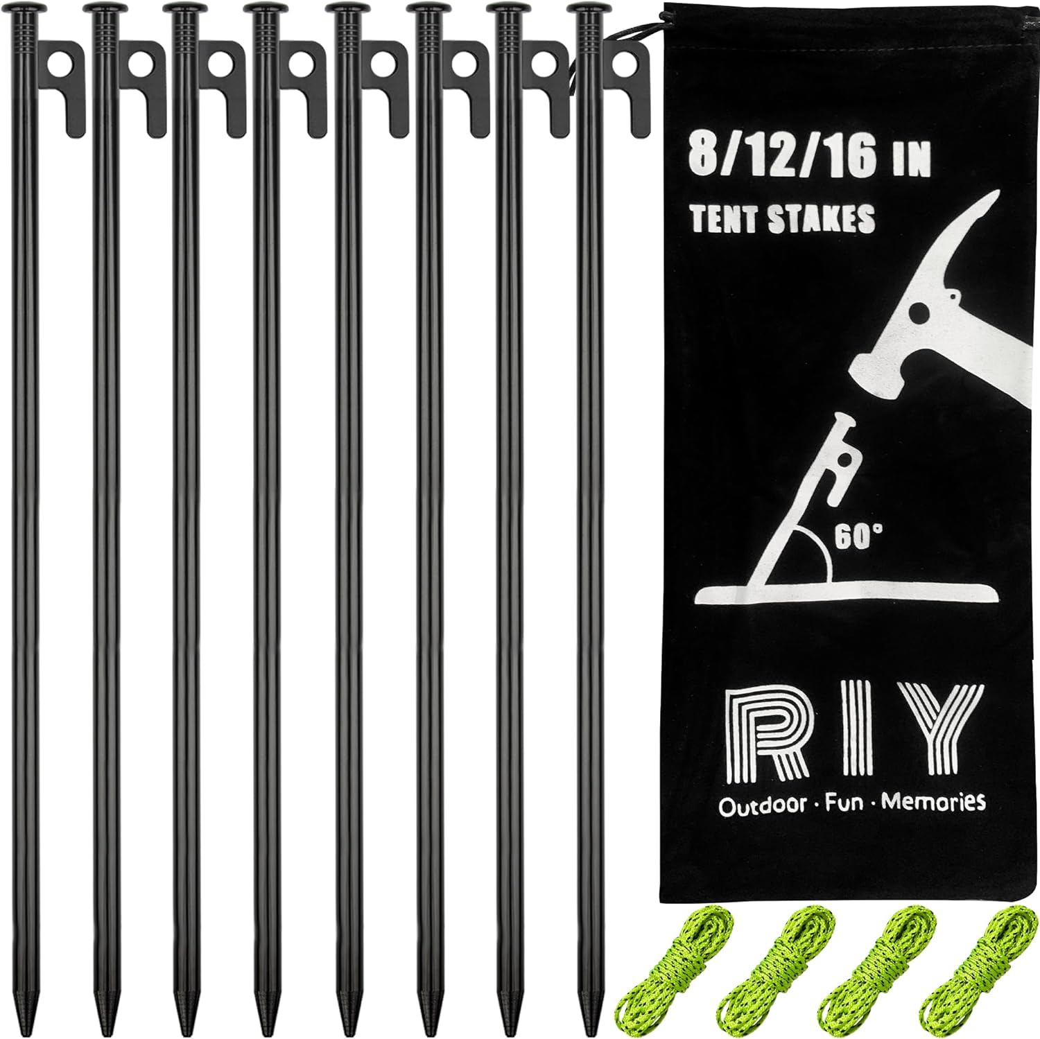 8 Pack Unbreakable Steel Tent Pegs for Camping