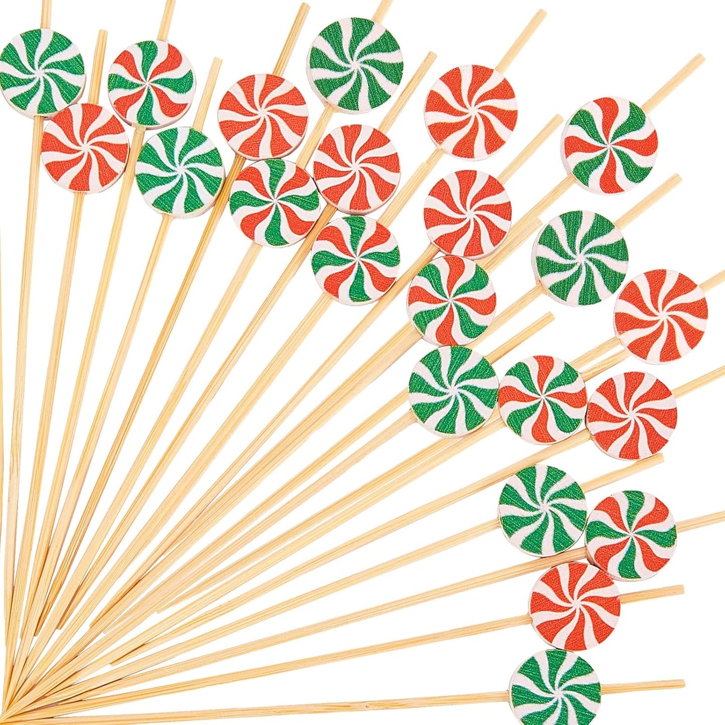 Tessco Christmas Cocktail Picks - Festive Bamboo Skewers