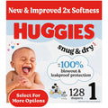 Huggies Size 1 Diapers Snug & Dry Newborn (128 Count) - Soft Leak