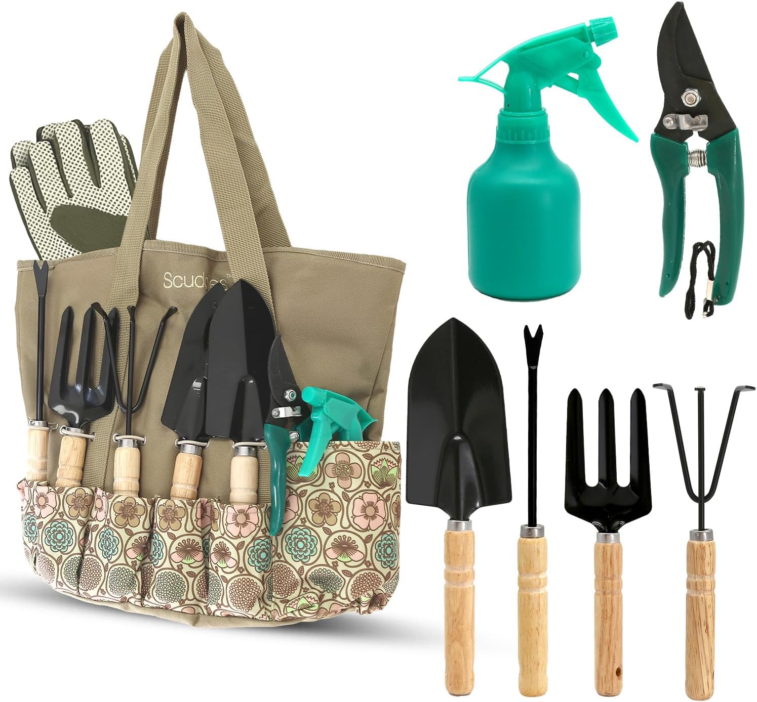 Scuddles 8-Piece Garden Tool Set for Easy Planting & Landscaping