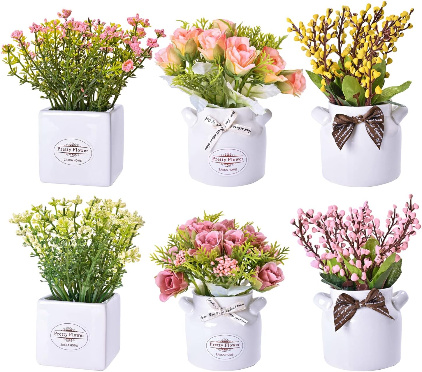 LUEUR Artificial Spring Flowers in Ceramic Pot: Stunning Home Decor