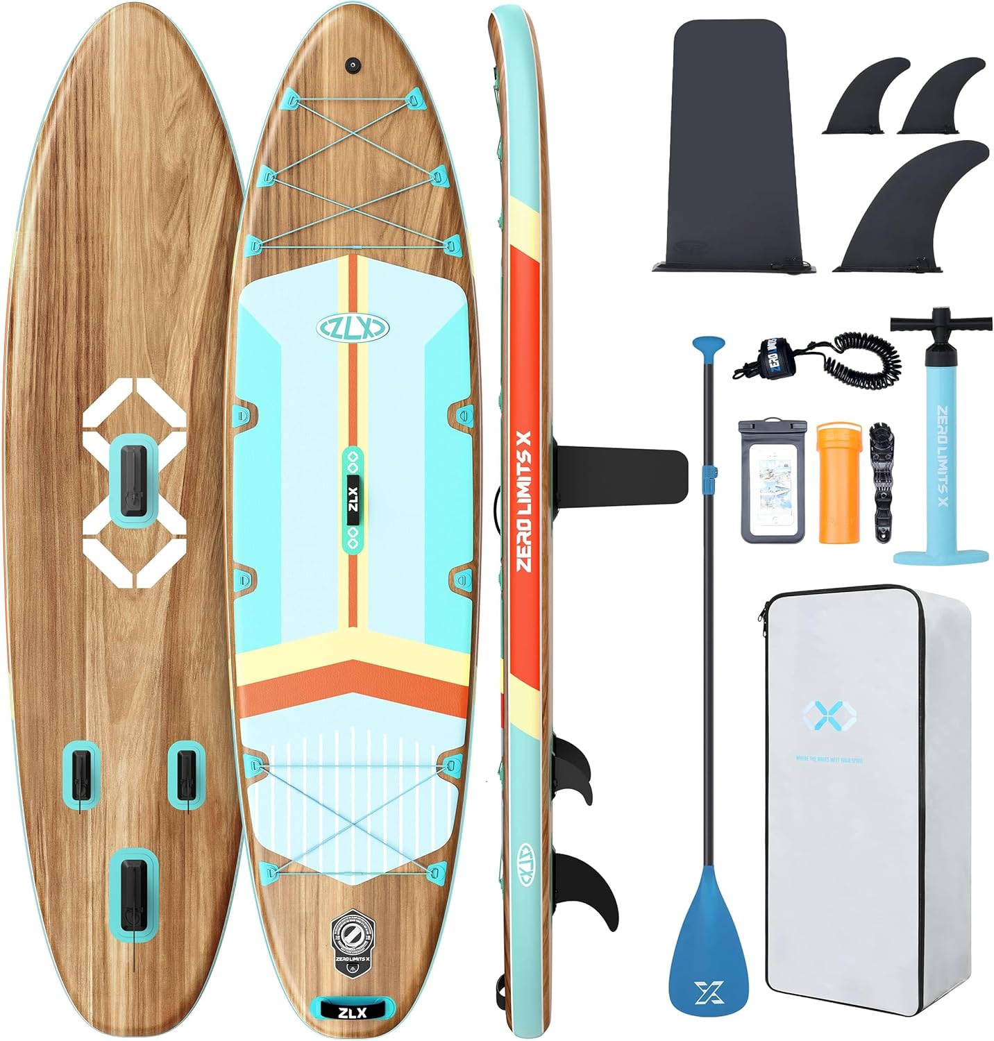 ZLX 11ft 6in Extra Wide Inflatable Stand Up Paddle Board for All