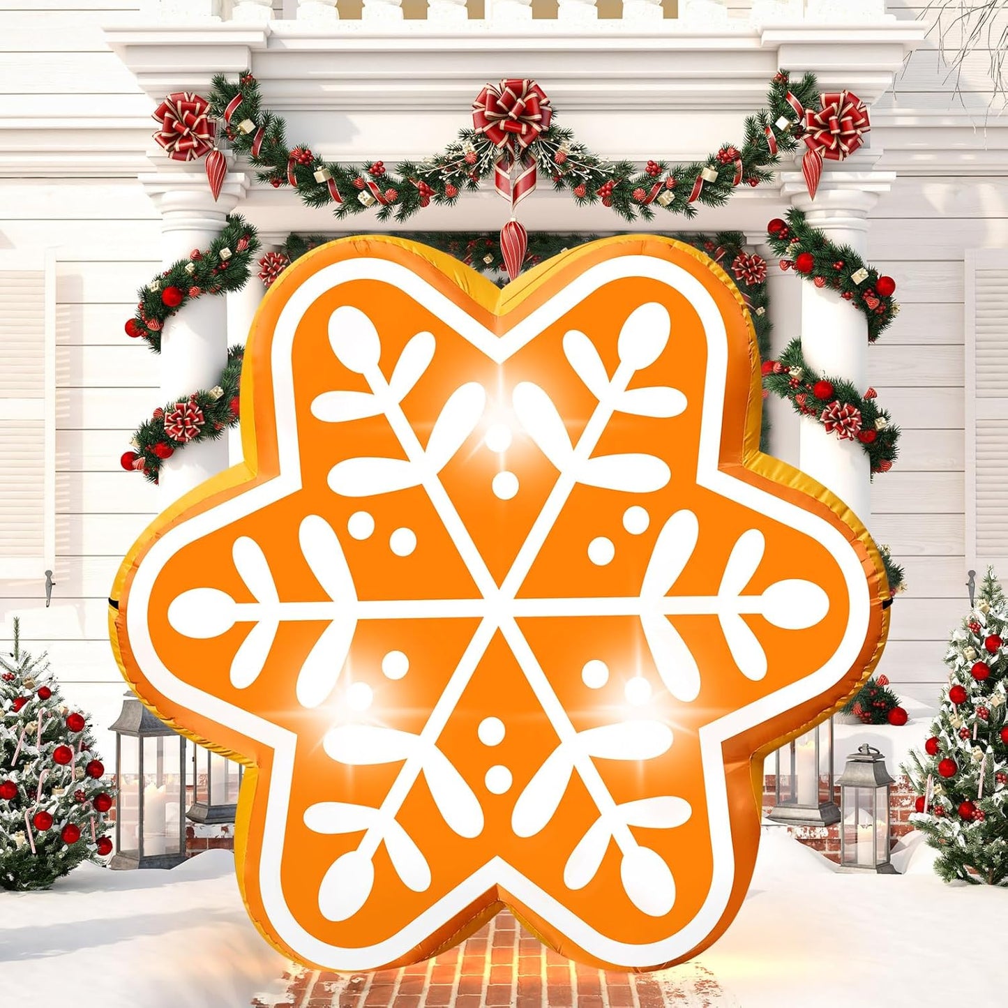 5FT Christmas Inflatable Snowflake Gingerbread for Yard Decor