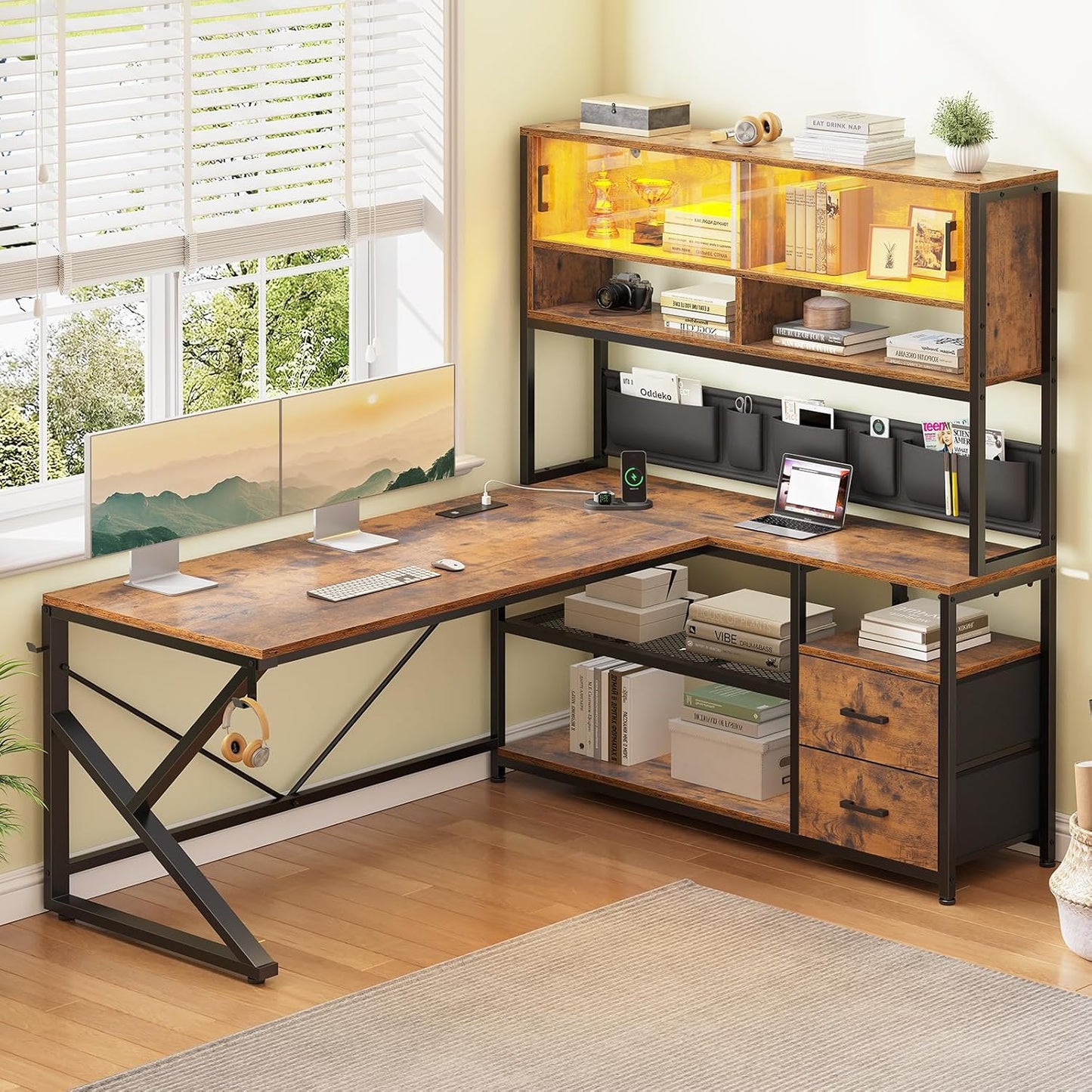 SEDETA L-Shaped Desk: Gaming Ready with LED Light