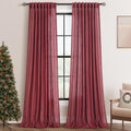 Burgundy Curtains for Living Room 52x90 - Semi Sheer Linen Blend