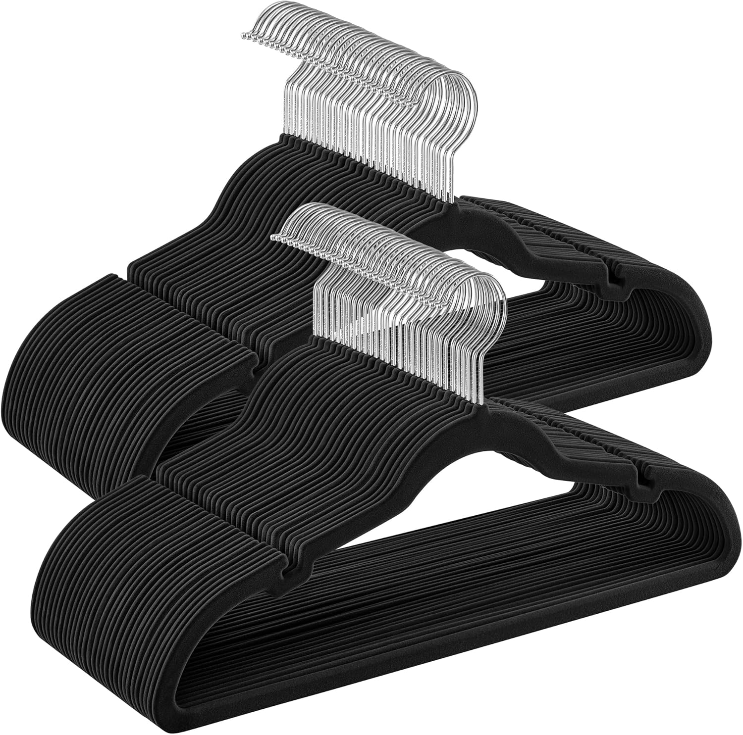 Non-Slip Velvet Hangers 60 Pack for Space-Saving Closets