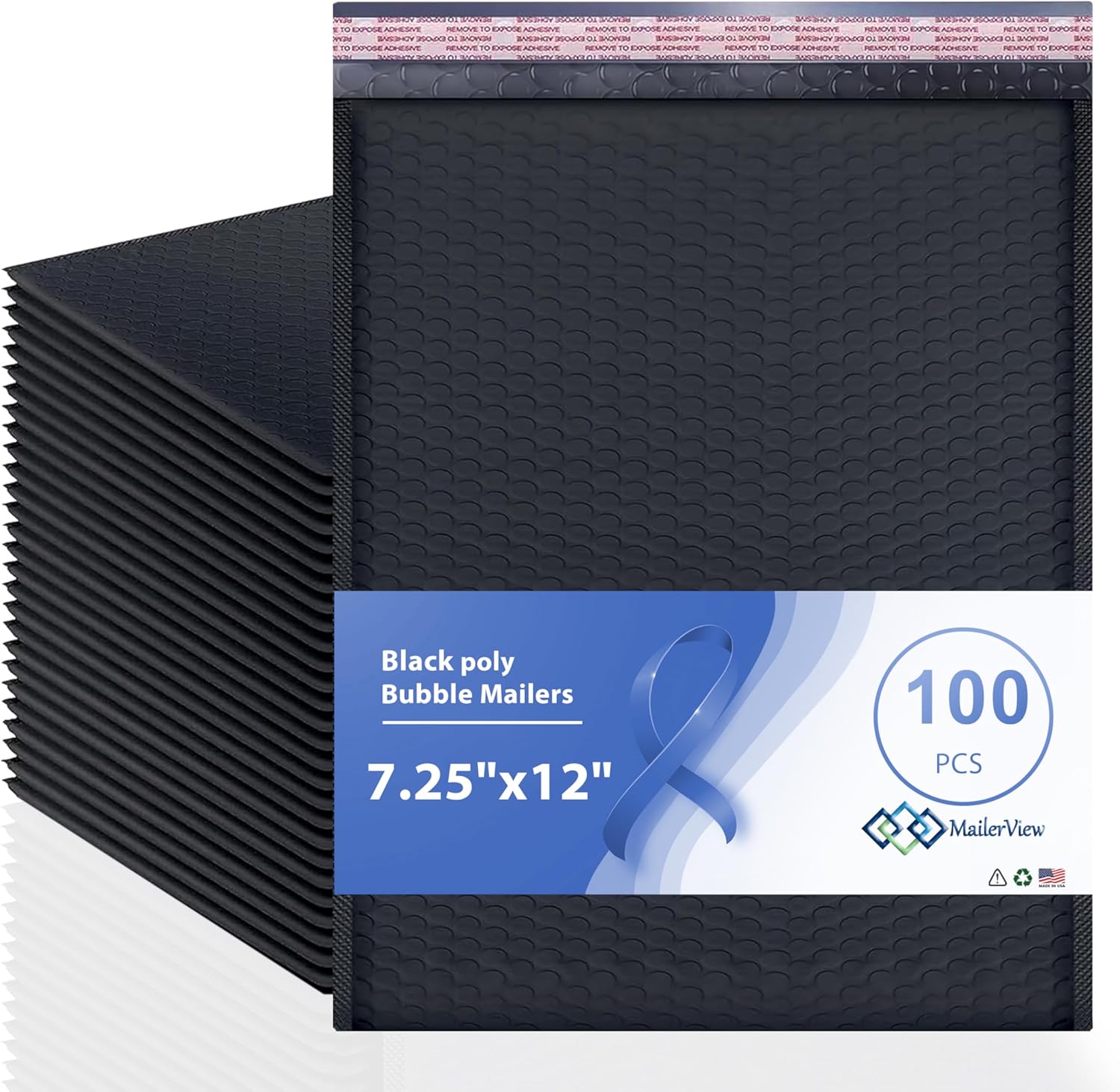 Black Poly Bubble Mailers 7.25x12 inch for Secure Shipping
