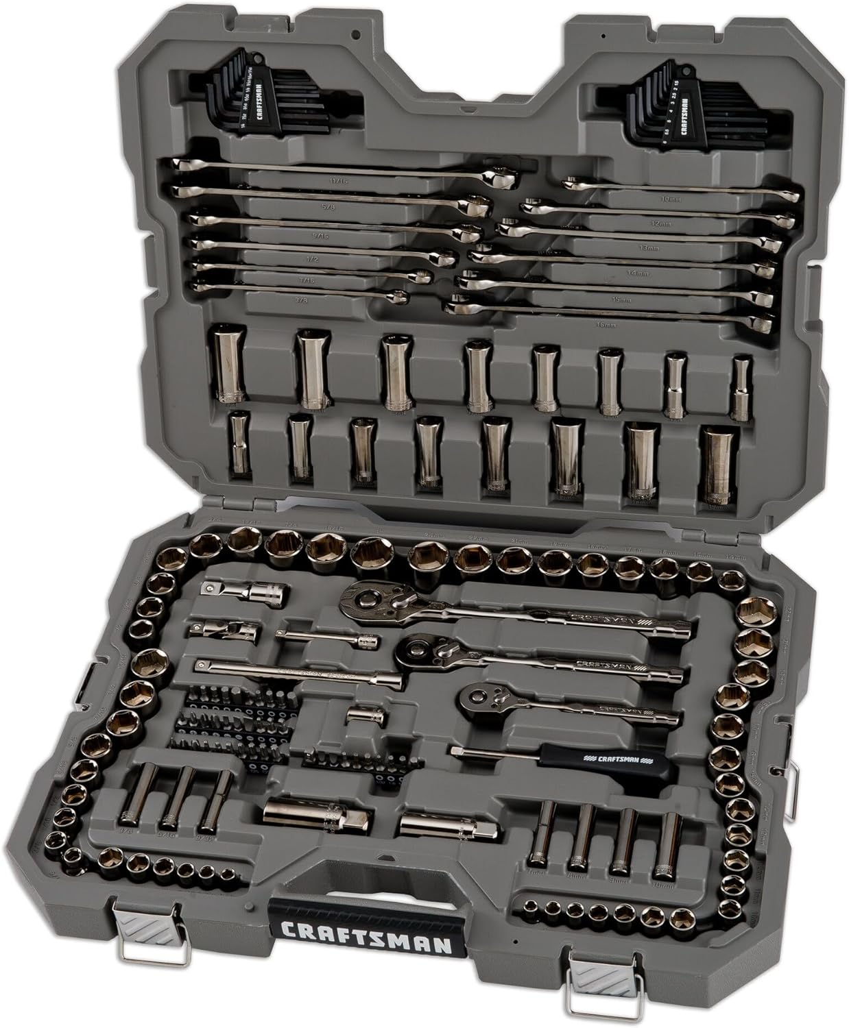 154-Piece Gunmetal Chrome Mechanics Tool Set for Every Job