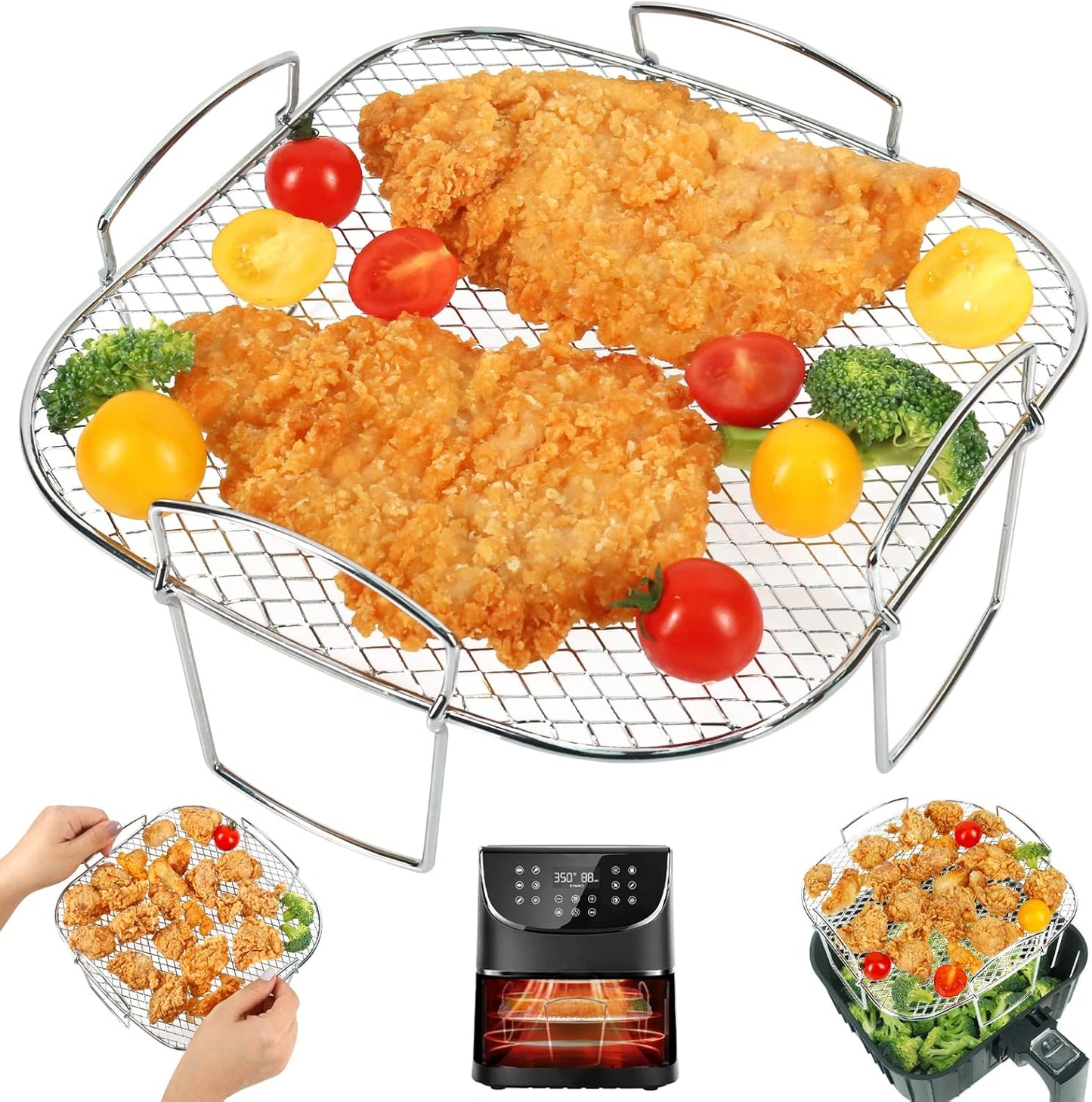 Stainless Steel Air Fryer Rack - Even Cooking!