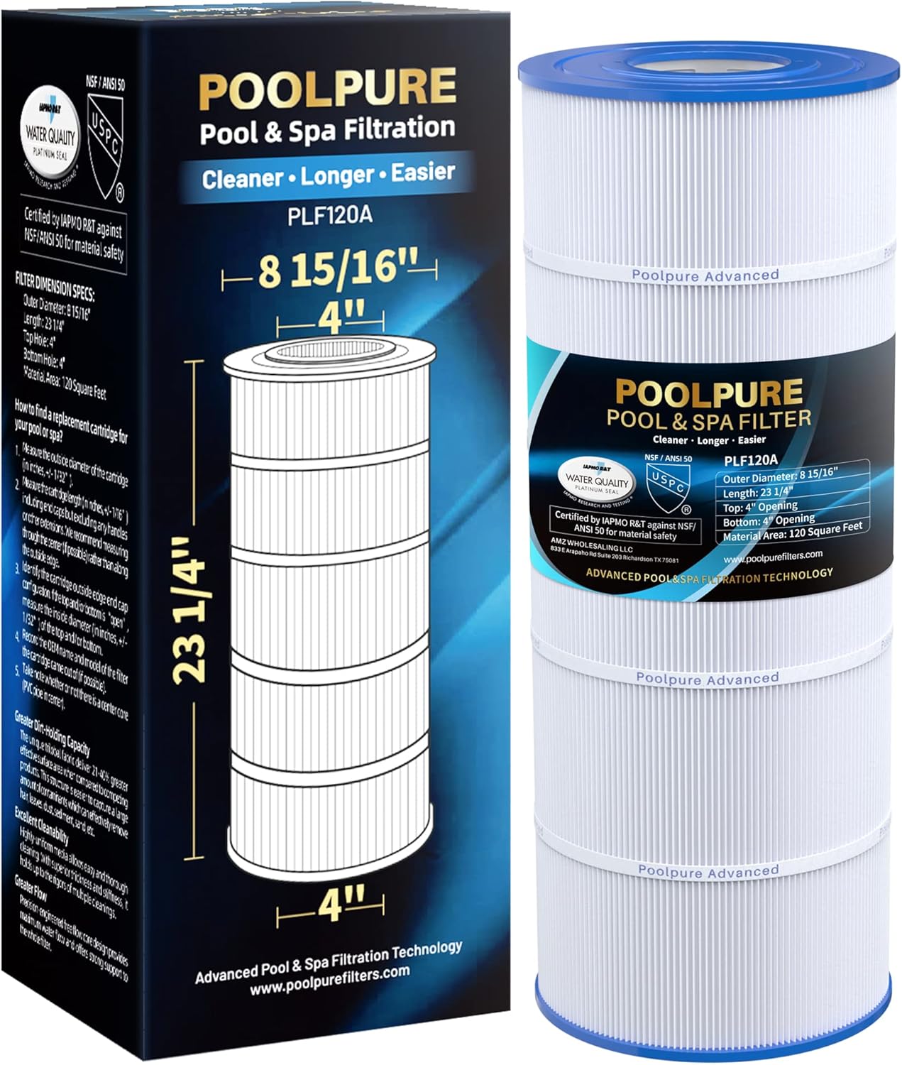 POOLPURE PLF120A Pool Filter for Hayward C1200 and More