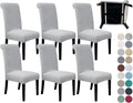 Dining Chair Slipcovers 6 Pack Light Gray - Stretch Fit Seat Protector