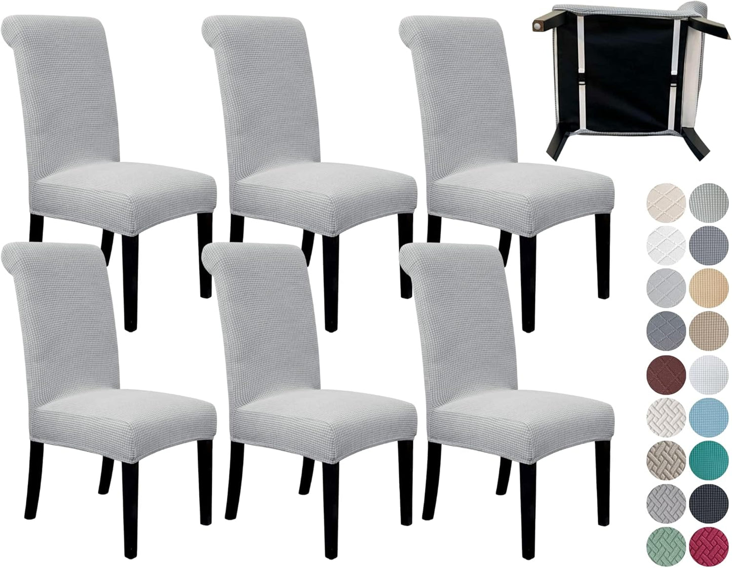 Stretch Parsons Chair Slipcover Set of 6 in Light Gray Color