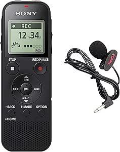 Sony Voice Recorder ICD-PX Series with Lavalier Mic for Clarity