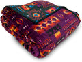 Sacred Thread Fleece Blanket 60in x 80in - Reversible Aztec Throw